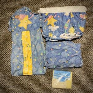 Vintage Viv Eisner Hess Over Moon Nursery Crib Sheet, Skirt, Diaper Hanger 80s